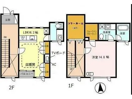 西宮サニーヒルズ 12(1LDK)の間取り写真