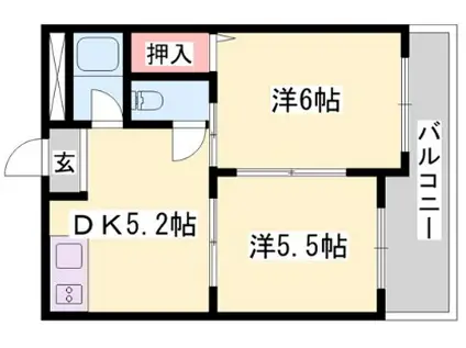 まるかマンション(2DK/2階)の間取り写真