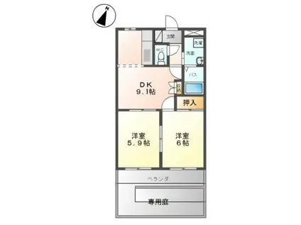 ピュア・タウン(2DK/1階)の間取り写真