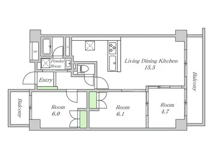ガーデン松崎(3LDK/6階)の間取り写真