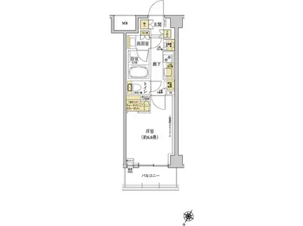 グレーシアフィット三ツ境(1K/4階)の間取り写真