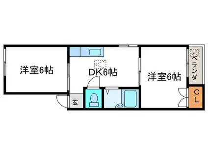 スカイハイツナガオカ(2DK/1階)の間取り写真