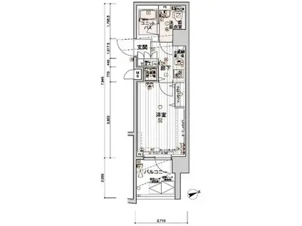 メインステージ白金高輪駅前II(1K/2階)の間取り写真