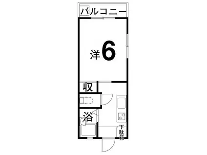 西影マンション(1K/3階)の間取り写真
