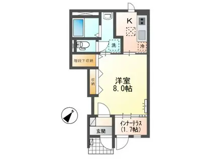 プレミアスII(1K/1階)の間取り写真