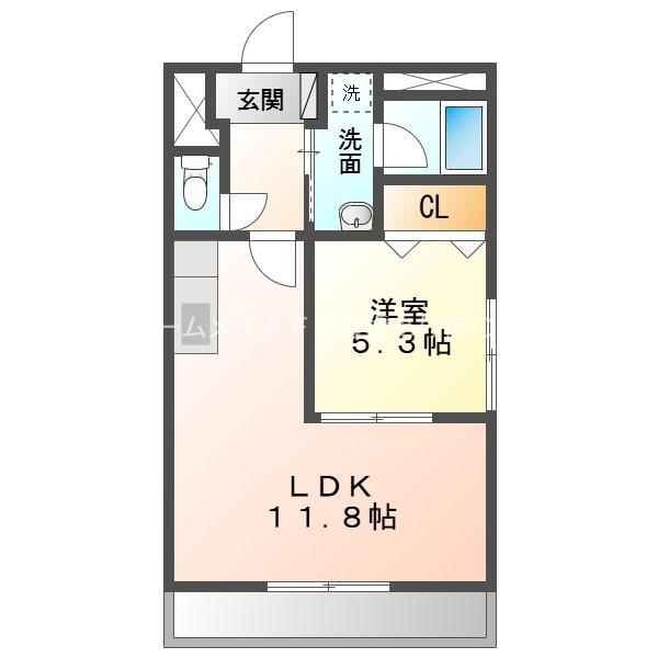 プリエール(1LDK/2階)の間取り写真