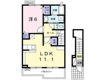 アスカD(1LDK/2階)の間取り写真