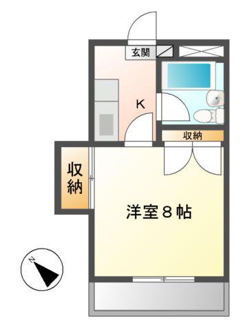 中部マンション(1K/1階)の間取り写真
