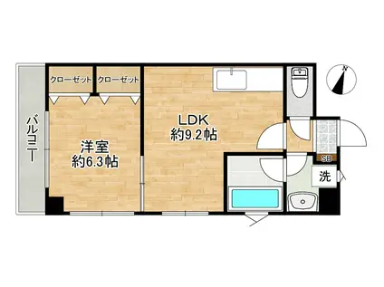 サニー赤沢(1LDK/2階)の間取り写真