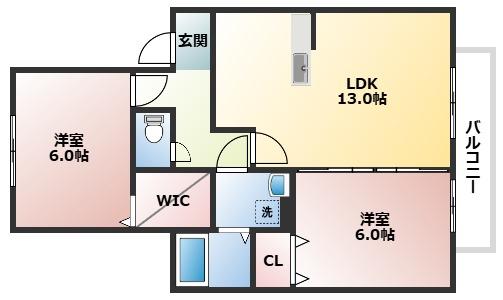 ヤマサハウス(2LDK/1階)の間取り写真