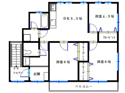 レジデンスMSI(3DK/2階)の間取り写真