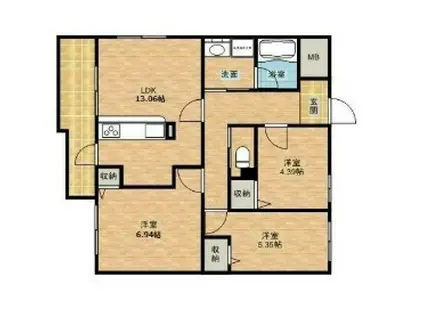 アートピア西都台(3LDK/2階)の間取り写真