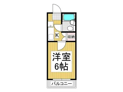 レイクビュー(1K/2階)の間取り写真