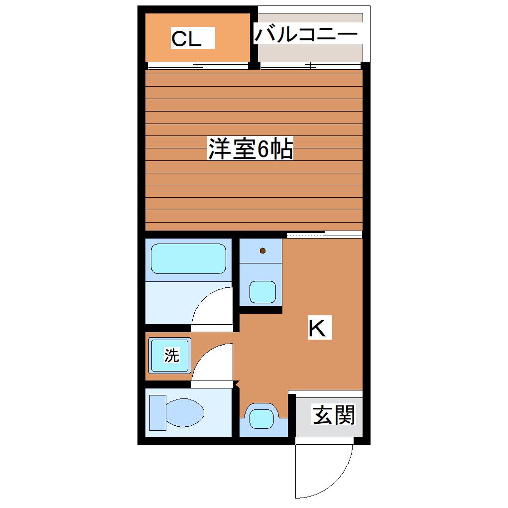 レジデンス摂津(1K/2階)の間取り写真
