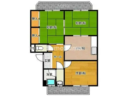 入江ビル(3DK/3階)の間取り写真