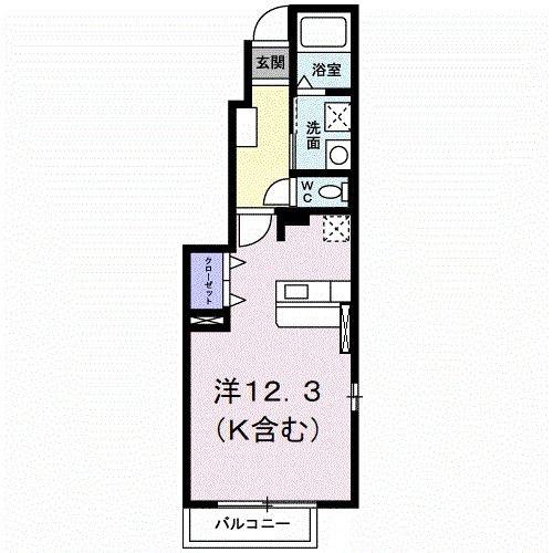 メゾンソレイユV(ワンルーム/1階)の間取り写真