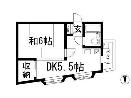 ダイイチビル(1DK/2階)の間取り写真