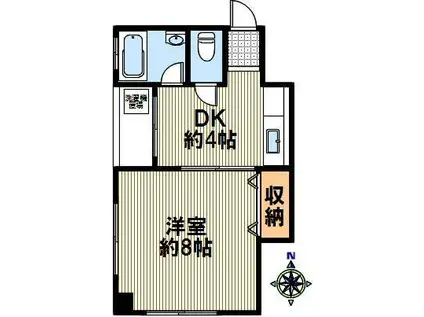 木村ビル(1DK/7階)の間取り写真