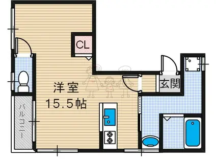阪南パピレス(ワンルーム/2階)の間取り写真