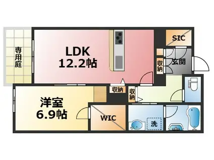 ECRARGE(1LDK/1階)の間取り写真