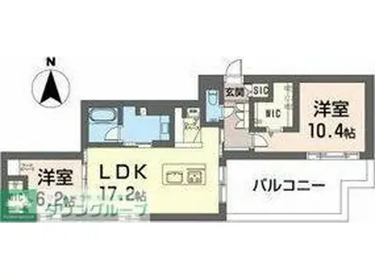 地下鉄名城線 黒川駅(愛知) 徒歩5分 4階建 築2年(2LDK/1階)の間取り写真