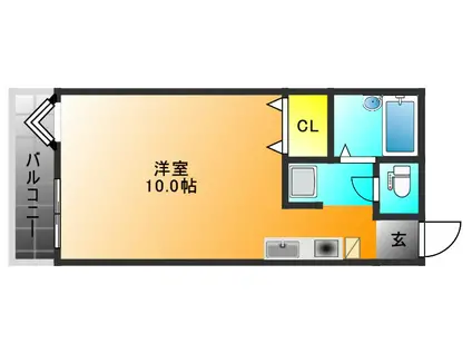 グリーンリーフ6番館(ワンルーム/2階)の間取り写真