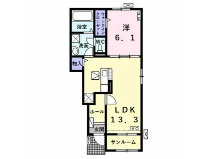 トリエステ B(1LDK/1階)の間取り写真