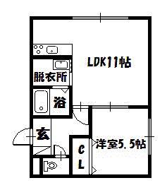 オブジェ5・4(1LDK/2階)の間取り写真