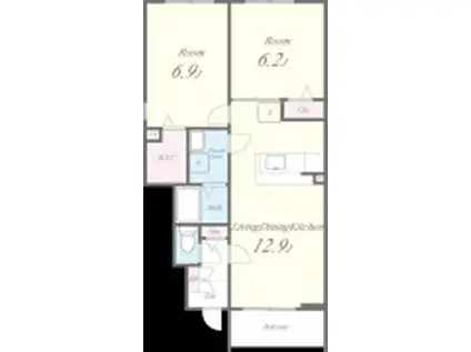 ネオビヤンII(2LDK/1階)の間取り写真