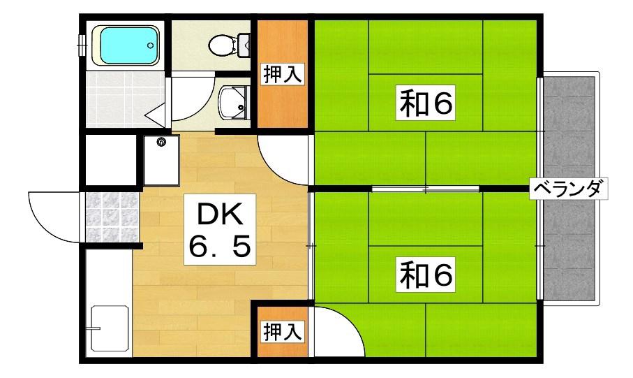 第2晴天ハイツ(2DK/2階)の間取り写真