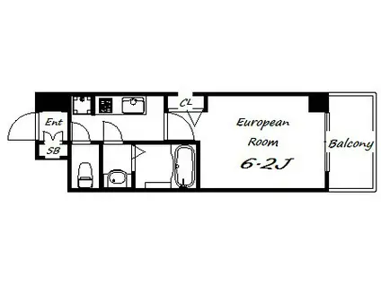 プレサンス神戸キュリオ(1K/3階)の間取り写真