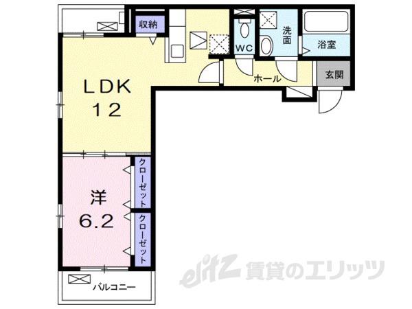 フルール彦根(1LDK/1階)の間取り写真
