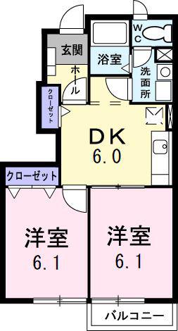 BREEZEHOUSEUSUI(2DK/1階)の間取り写真