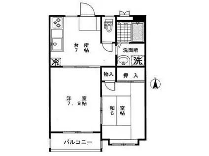 ネオステージ福室(2DK/2階)の間取り写真