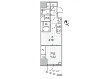 シーフォルム江戸川橋(1DK/4階)の間取り写真