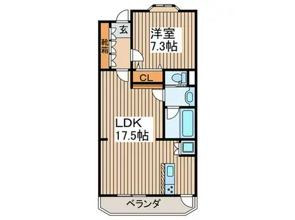 ステラータ深谷(1LDK/4階)の間取り写真