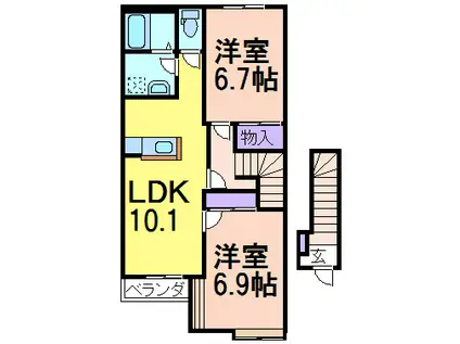 リバレイン(2LDK/2階)の間取り写真