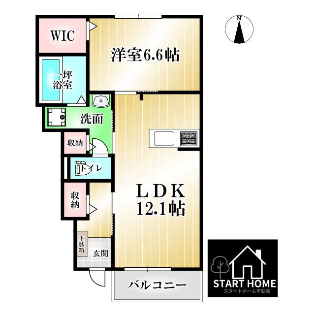 フランメゾン松茂(1LDK/1階)の間取り写真