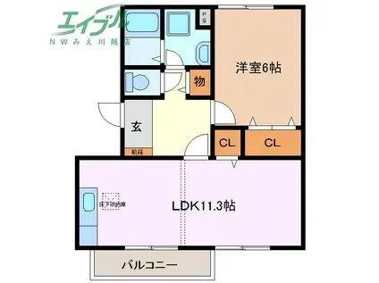 コーポラスアメニティI(1LDK/2階)の間取り写真