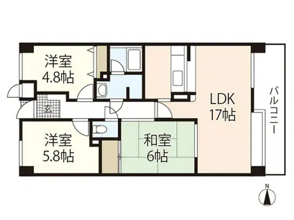 サーパス海老園(3LDK/6階)の間取り写真