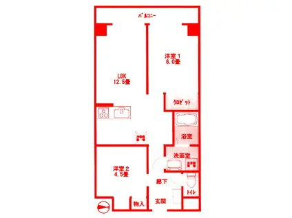 ノトスビル(2LDK/5階)の間取り写真