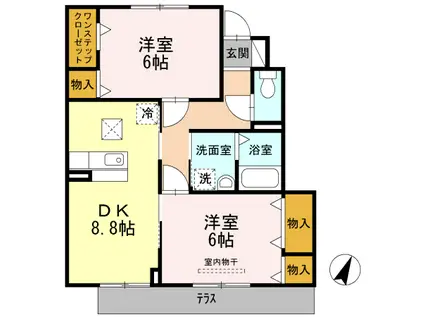 パークハウス A(2DK/1階)の間取り写真