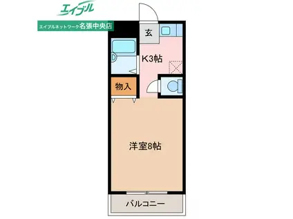 カーサグロリアス(1K/2階)の間取り写真