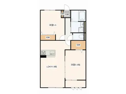 SUZU BELLECOURT(2LDK/1階)の間取り写真