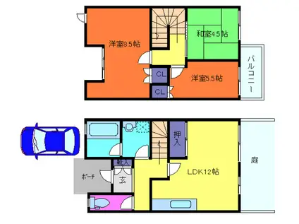 甲南ガーデニア(3LDK/1階)の間取り写真