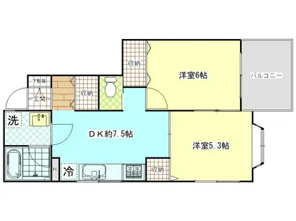 マボリマリンハイツ(2DK/3階)の間取り写真