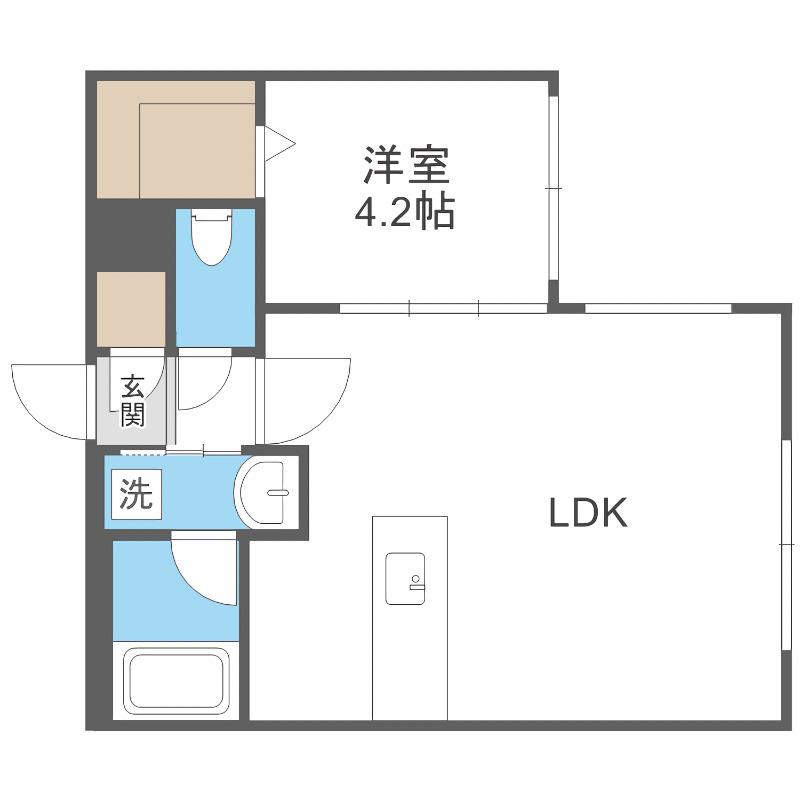 カレラ学園前(1LDK/2階)の間取り写真
