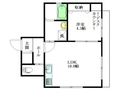 メゾン金子(1LDK/2階)の間取り写真