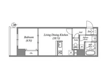 QUALITAS浅草橋 クオリタス浅草橋(1LDK/4階)の間取り写真