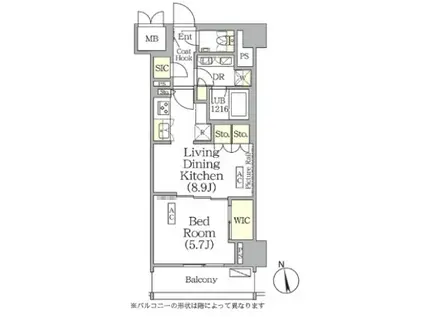 ザ・パークハビオ神楽坂レジデンスサウス(1LDK/10階)の間取り写真